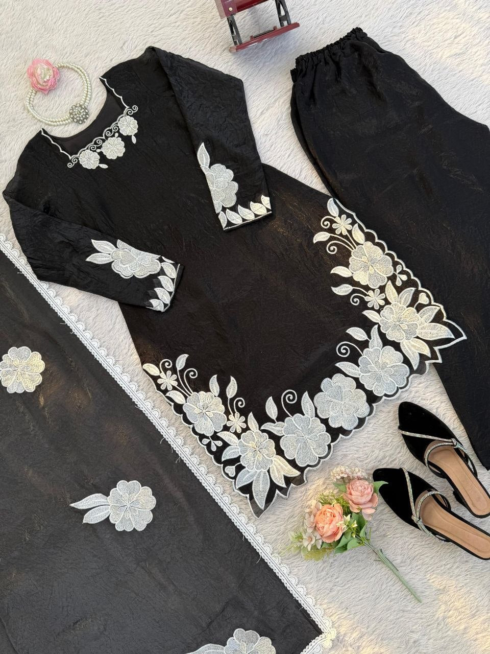 The Onyx Noir Edit: All-Black Fendy Silk Farshi Ensemble