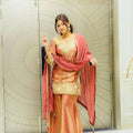 Designer Burnt Orange Festive Suite Heavy Silk & Sequins Work