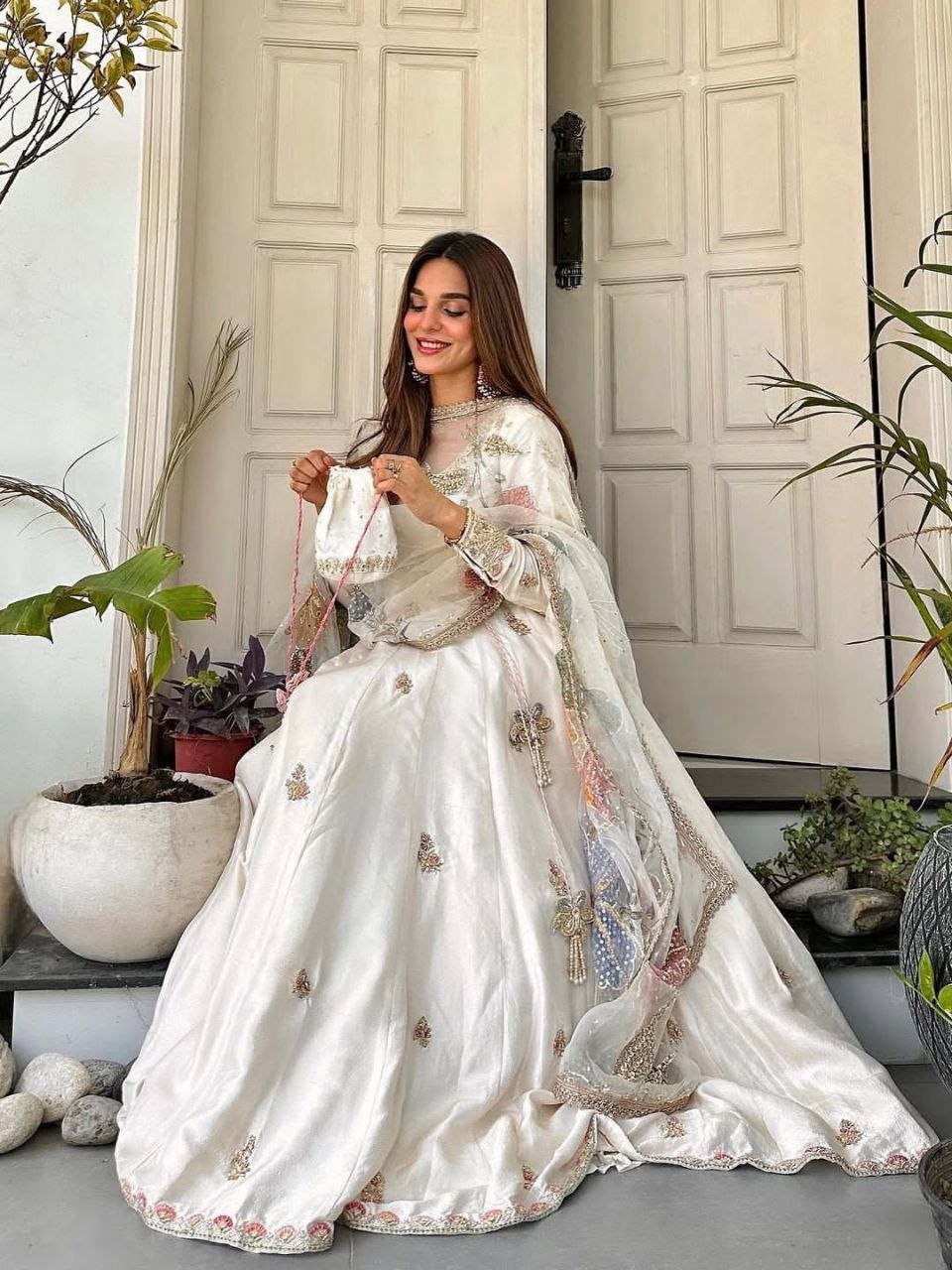 Exclusive Designer Sequin Embroidered 3-Piece Gown Set