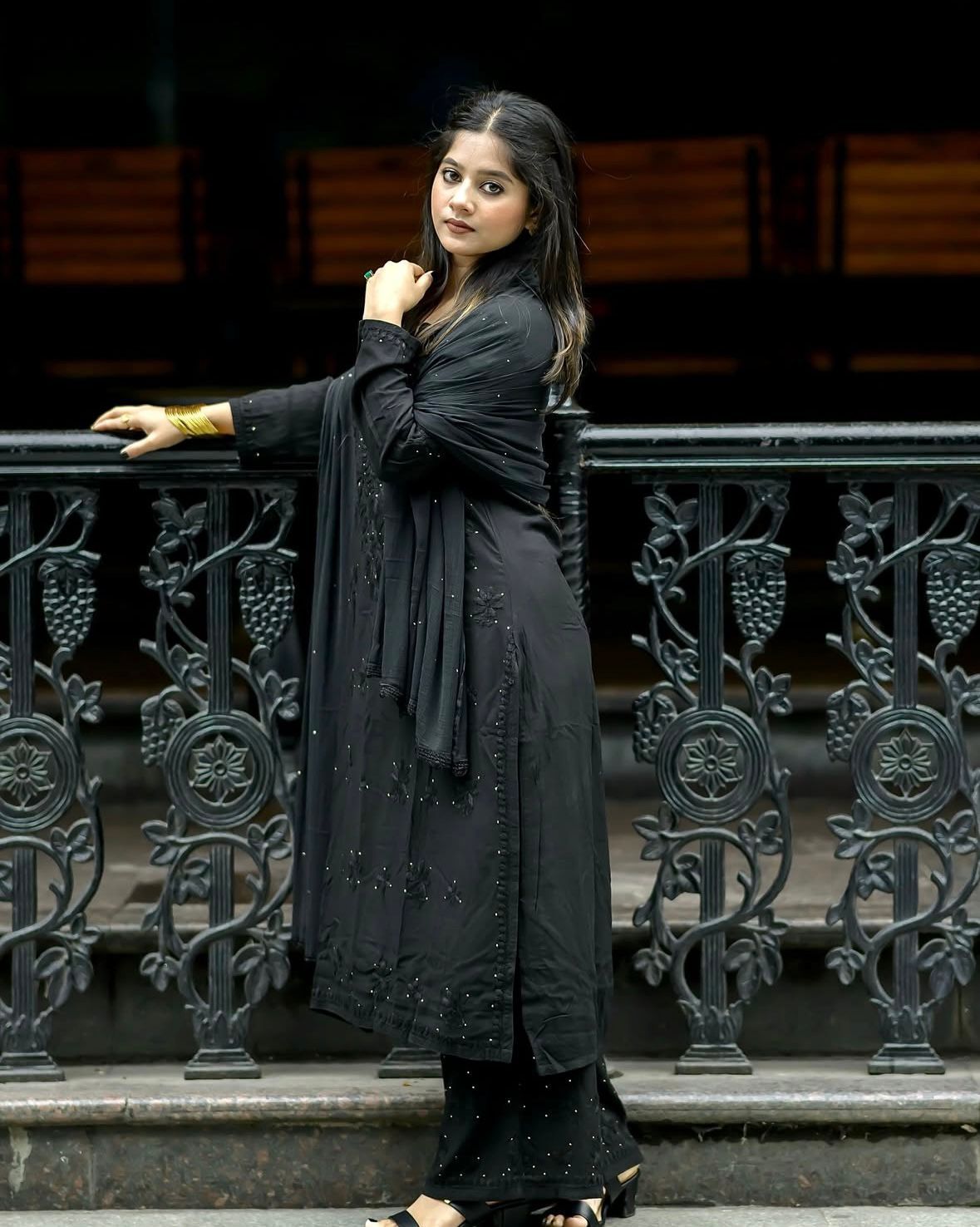 Bestselling Mukaish Rayon 3-Piece Set in Black