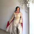 Beige Elegant Farshi Salwar Kameez Set - Fully Stitched