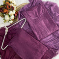 Purple Ombre Handcrafted Lucknow Chikankari Rayon 3-Piece Set Plus Sizes