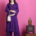 Deep Purple Handcrafted Lucknowi Chikankari & Mukaish Work Rayon Set