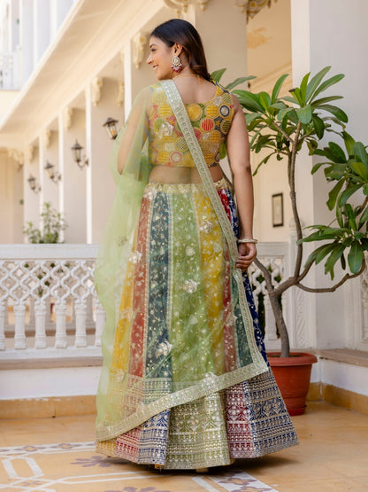 Grand Multicolor Party Wear Georgette Designer Lehenga Set