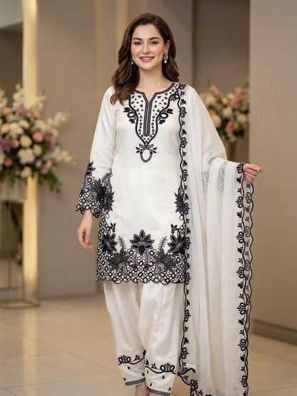 Eid Special Hania Amir Inspired Glass Roman Silk Farshi Salwaar Set