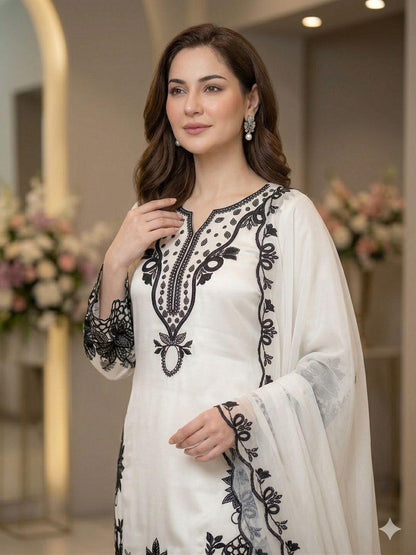 Eid Special Hania Amir Inspired Glass Roman Silk Farshi Salwaar Set