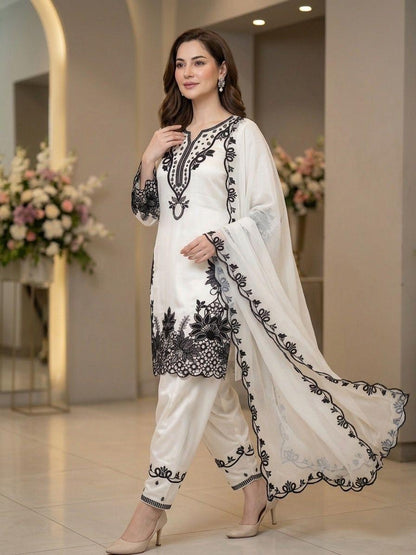 Eid Special Hania Amir Inspired Glass Roman Silk Farshi Salwaar Set