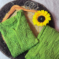 Party Wear Green Viscose Chikankari Mukaish work Kurti Set with 3D Handwork