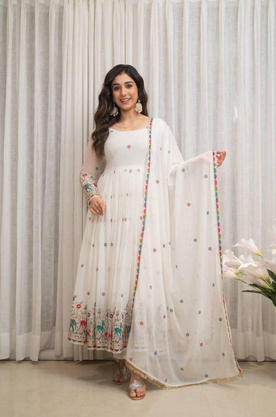 Elegant Georgette Party Wear Gown Set with Sequin & Dori Work