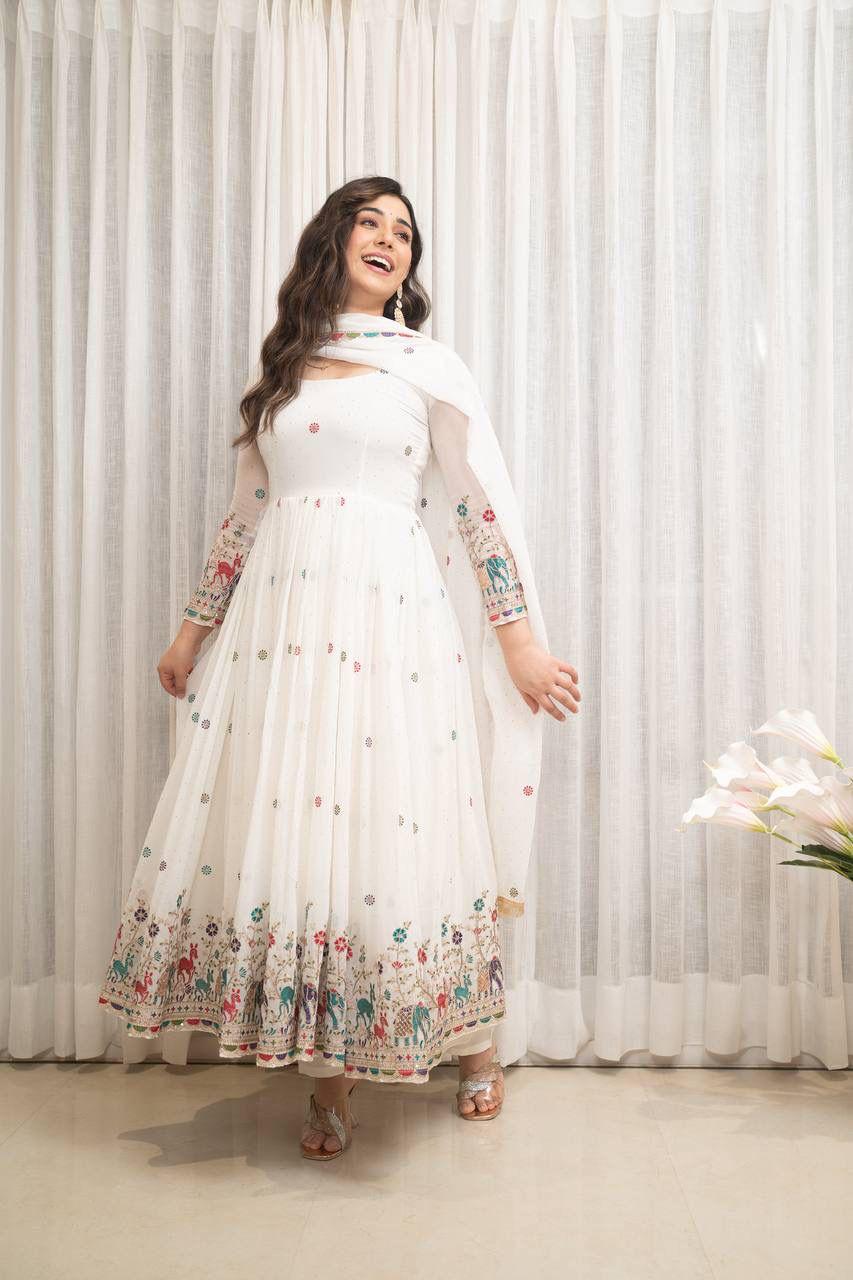 Elegant Georgette Party Wear Gown Set with Sequin & Dori Work