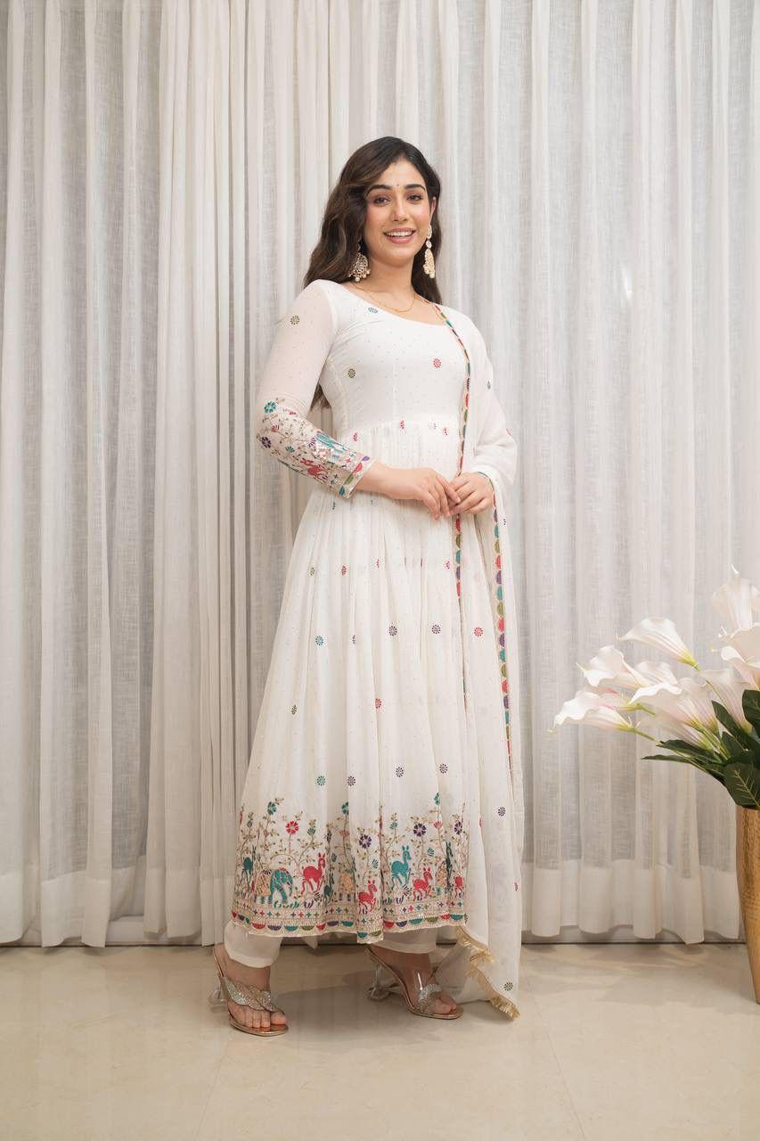Elegant Georgette Party Wear Gown Set with Sequin & Dori Work