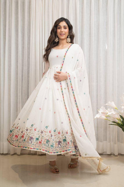 Elegant Georgette Party Wear Gown Set with Sequin & Dori Work