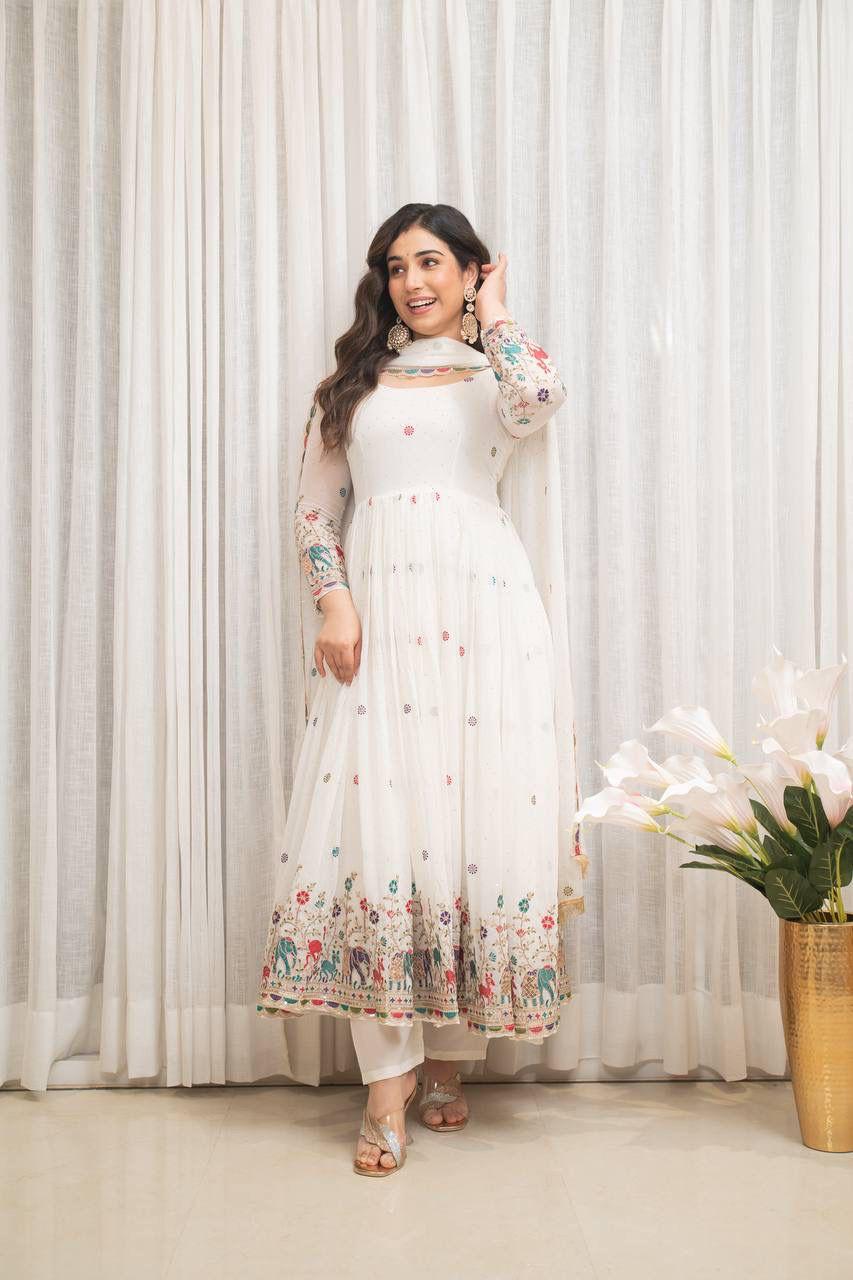 Elegant Georgette Party Wear Gown Set with Sequin & Dori Work