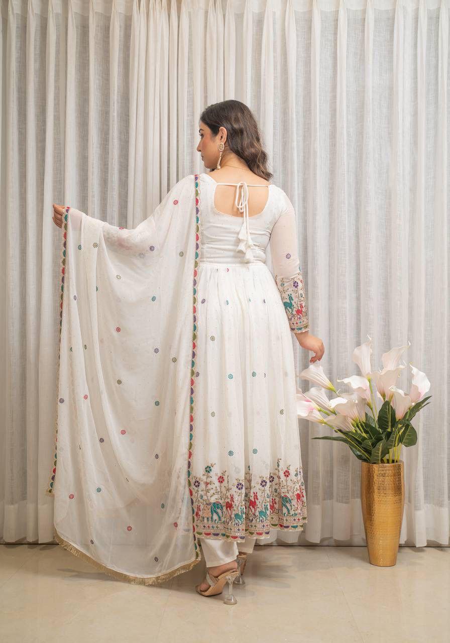 Elegant Georgette Party Wear Gown Set with Sequin & Dori Work
