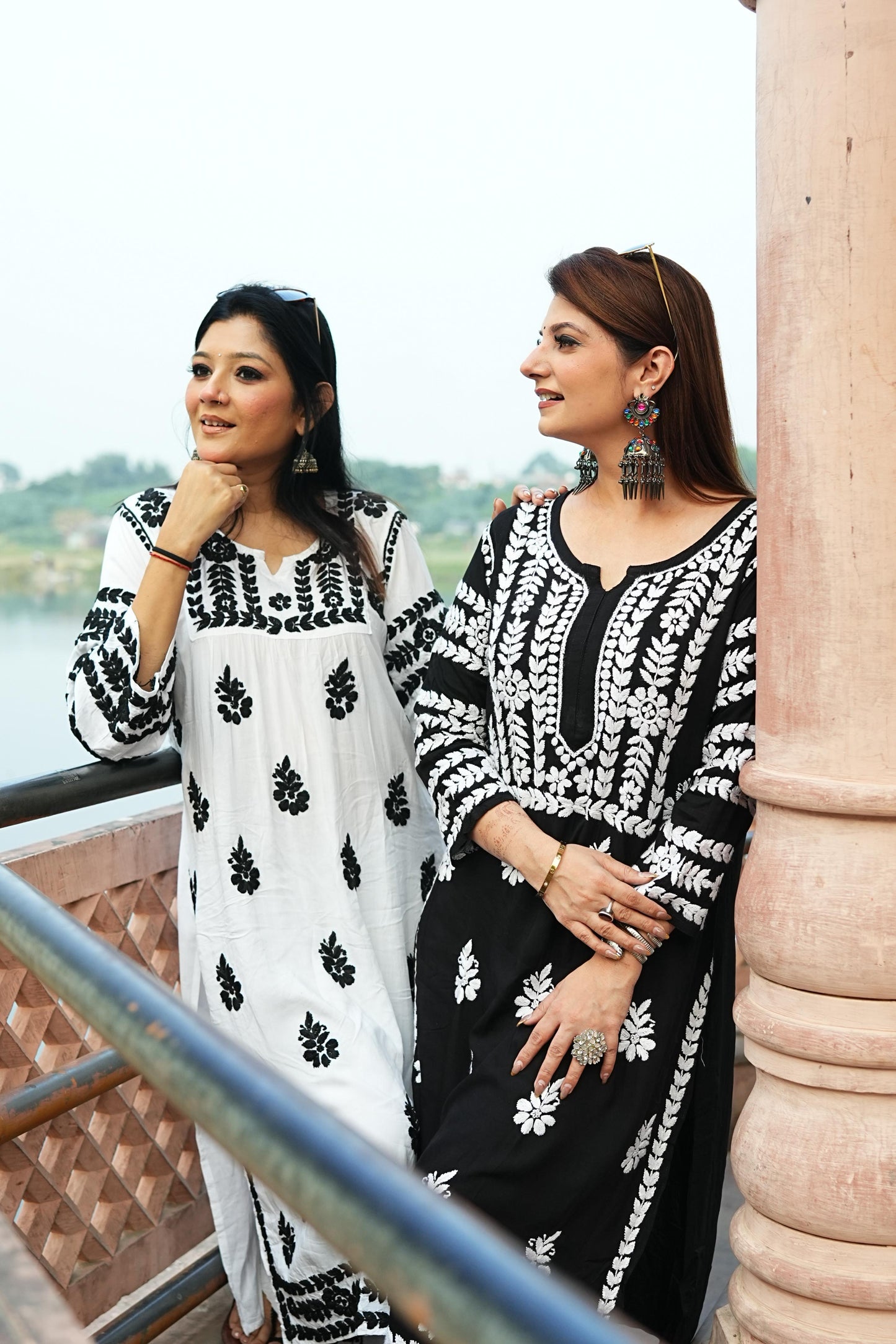 Black & White Chikankari Modal Co-ord Set