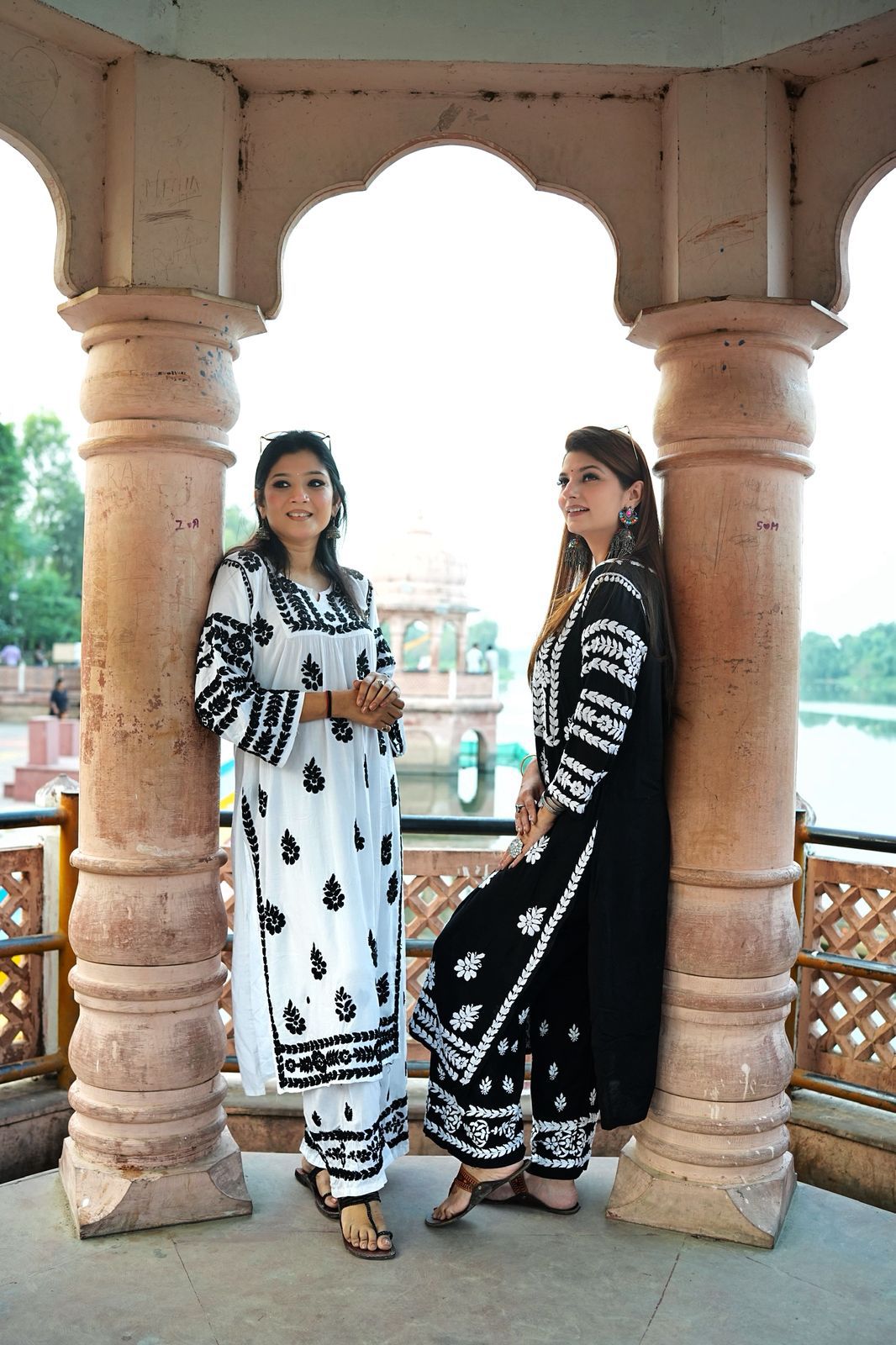 Black & White Chikankari Modal Co-ord Set