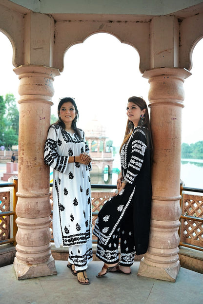 Black & White Chikankari Modal Co-ord Set