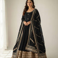Black Regal Midnight Sequin & Zari Embroidered Chinon Silk Anarkali Set