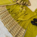 Olive Green Regal Midnight Sequin & Zari Embroidered Chinon Silk Anarkali Set