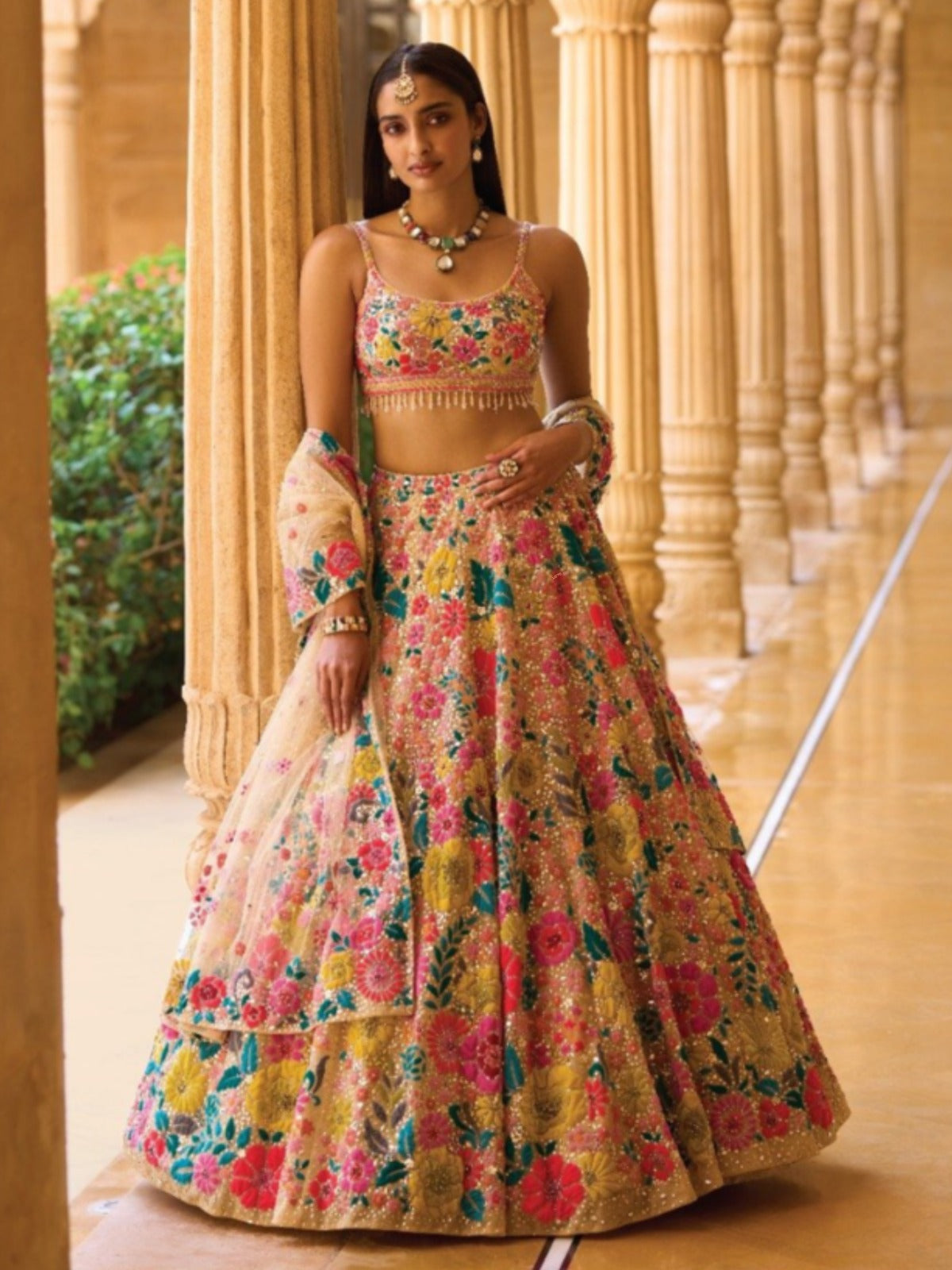 Multicolor Bridesmaid Georgette Lehenga Set (New)