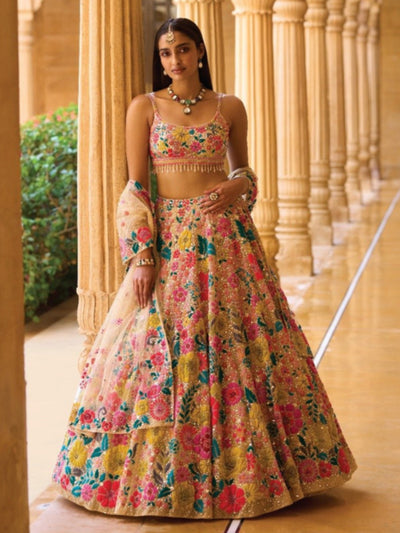 Multicolor Bridesmaid Georgette Lehenga Set (New)