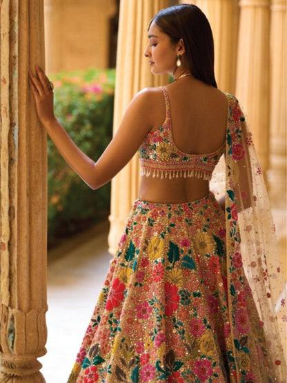 Multicolor Bridesmaid Georgette Lehenga Set (New)