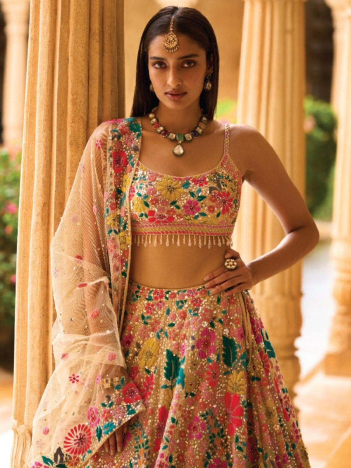 Multicolor Bridesmaid Georgette Lehenga Set (New)