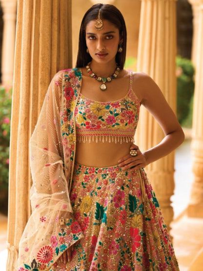 Multicolor Bridesmaid Georgette Lehenga Set (New)