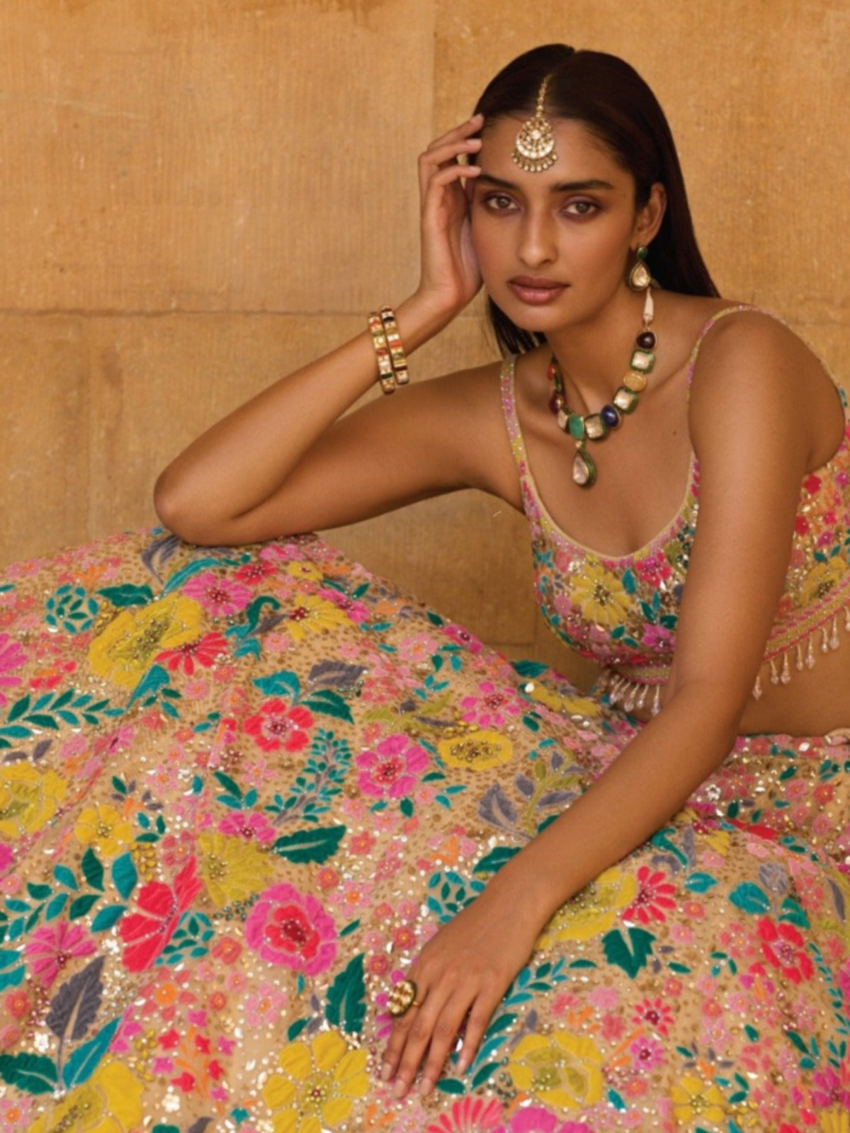 Multicolor Bridesmaid Georgette Lehenga Set (New)