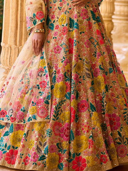 Multicolor Bridesmaid Georgette Lehenga Set (New)