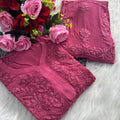Dusty Pink Premium Lucknawi Chikankari Handwork Viscose Kurti & Palazzo Set