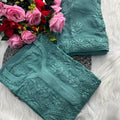 Teal Green Premium Lucknawi Chikankari Handwork Viscose Kurti & Palazzo Set