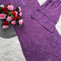 Purple Premium Lucknawi Chikankari Handwork Viscose Kurti & Palazzo Set