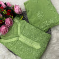 Lime Green Premium Lucknawi Chikankari Handwork Viscose Kurti & Palazzo Set