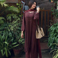 Dark Brown Handcrafted Lucknowi Chikankari & Mukaish Work Rayon Set