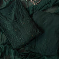 Dark Green Handcrafted Lucknowi Chikankari & Mukaish Work Rayon Set