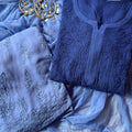 Dusty Blue Elegant Viscose Lucknow Chikankari Handwork Ensemble (New)