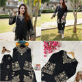 Elegant Black Embroidered Muslin Cotton Co-ord Set