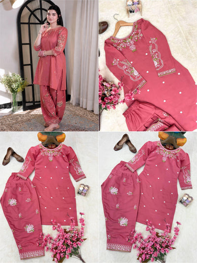 Dusty Pink Farshi Roman Silk Co-ord Set