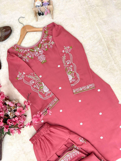 Dusty Pink Farshi Roman Silk Co-ord Set
