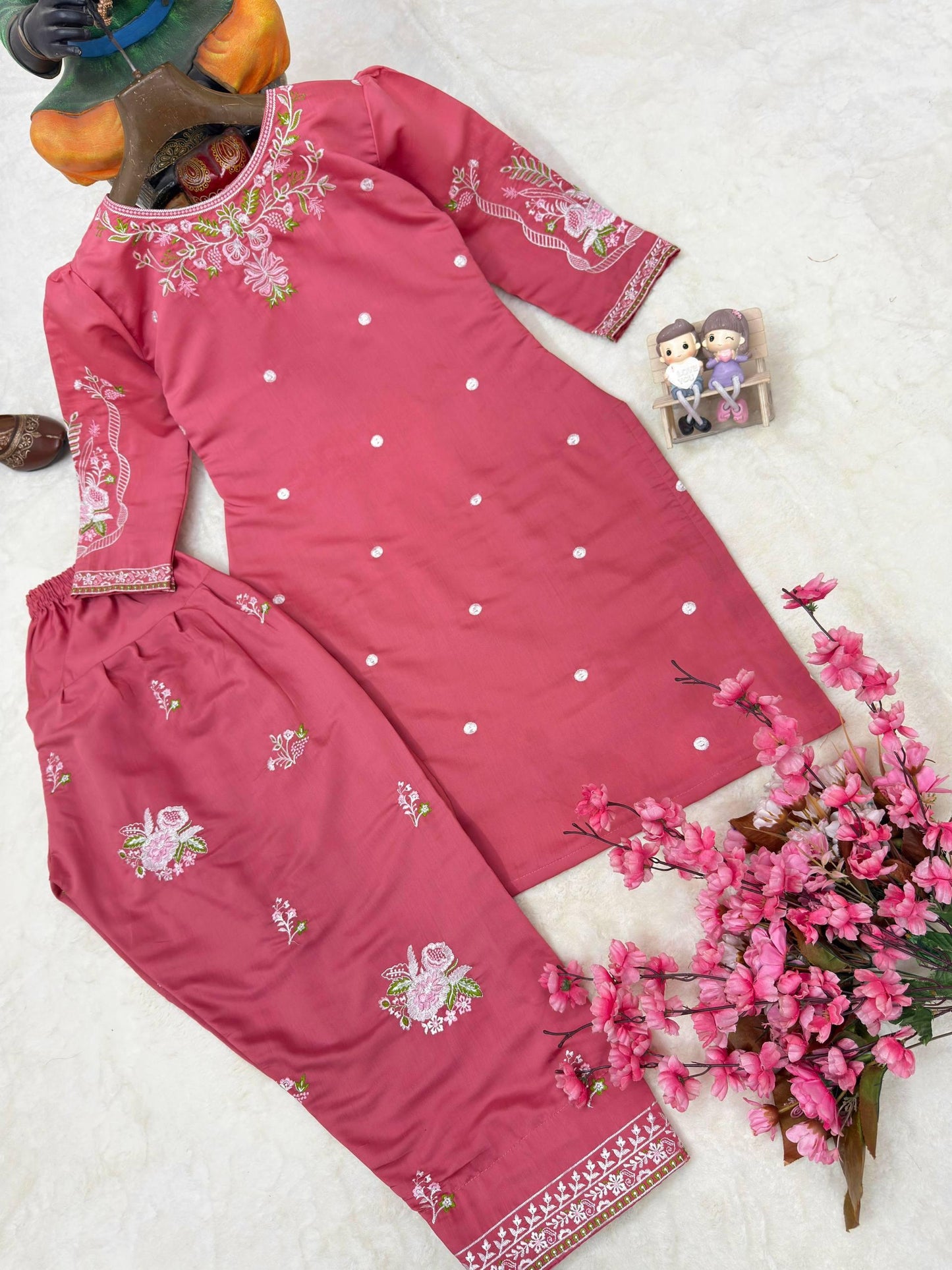 Dusty Pink Farshi Roman Silk Co-ord Set