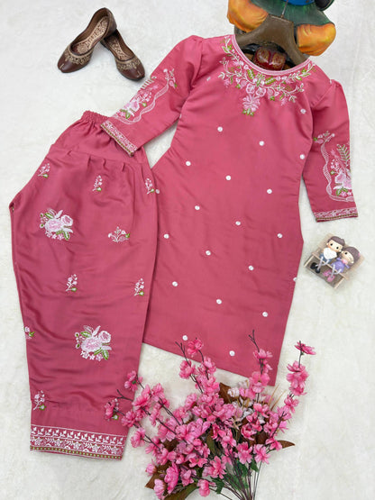 Dusty Pink Farshi Roman Silk Co-ord Set