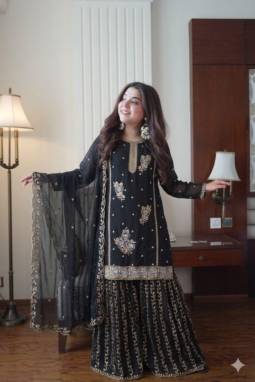 Black Gharara Pair from Inaya Khan