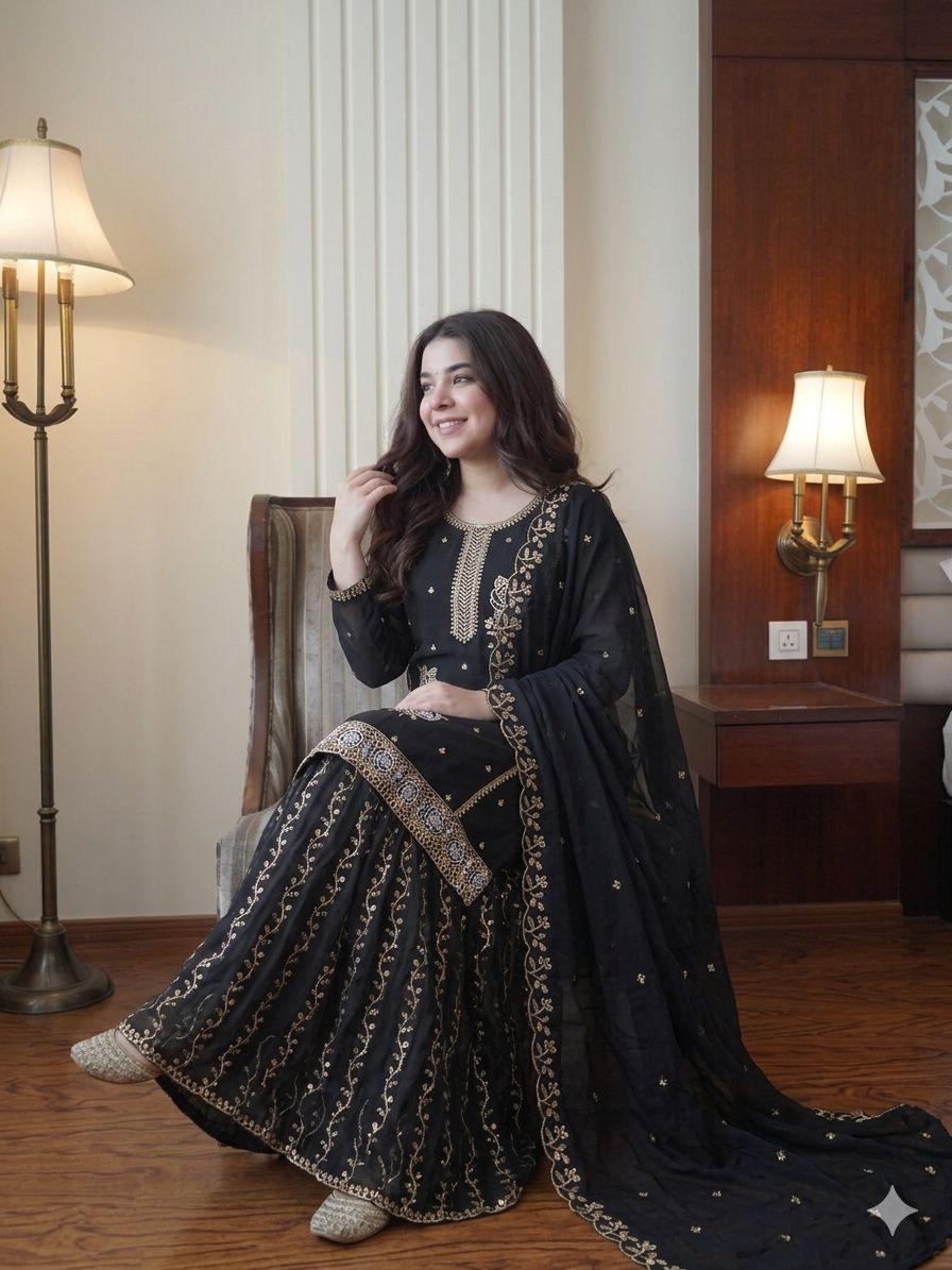 Black Gharara Pair from Inaya Khan