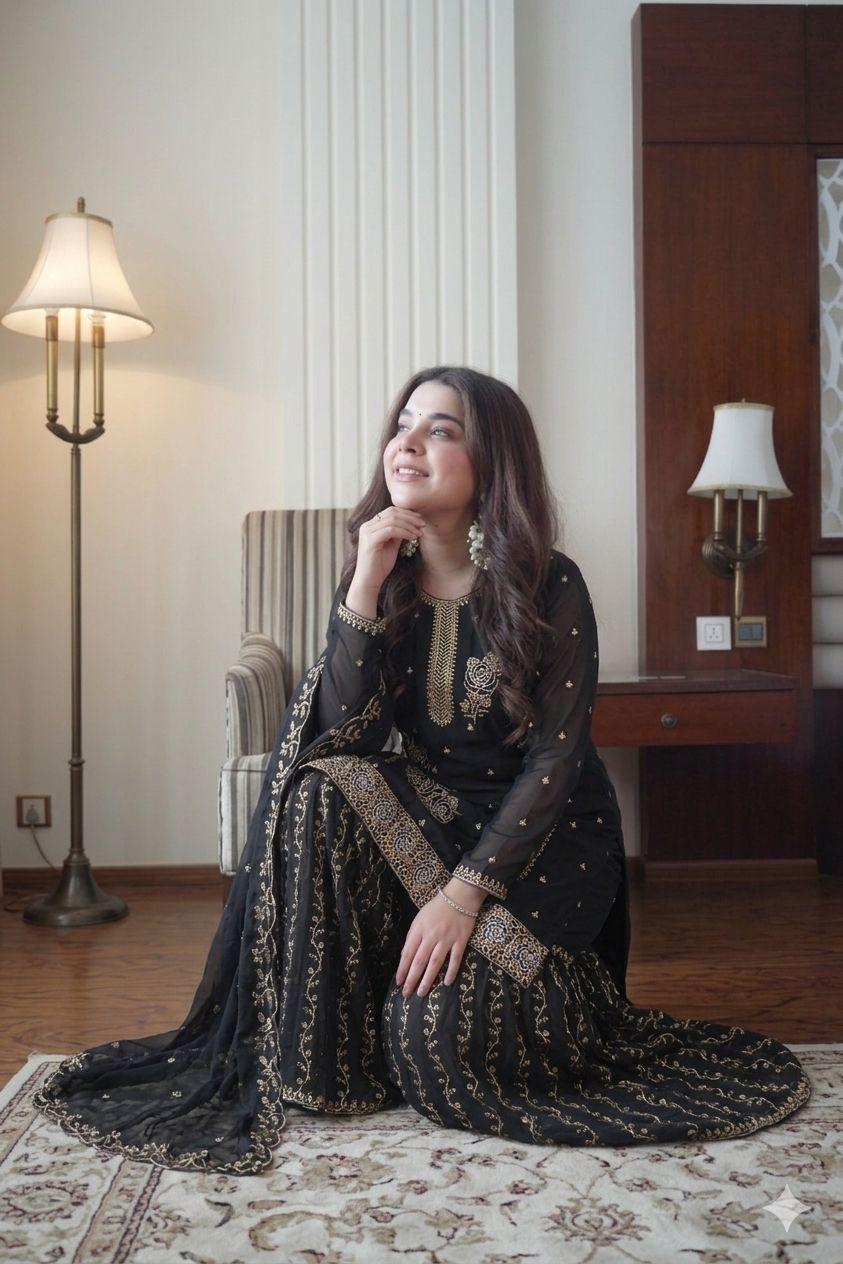 Black Gharara Pair from Inaya Khan