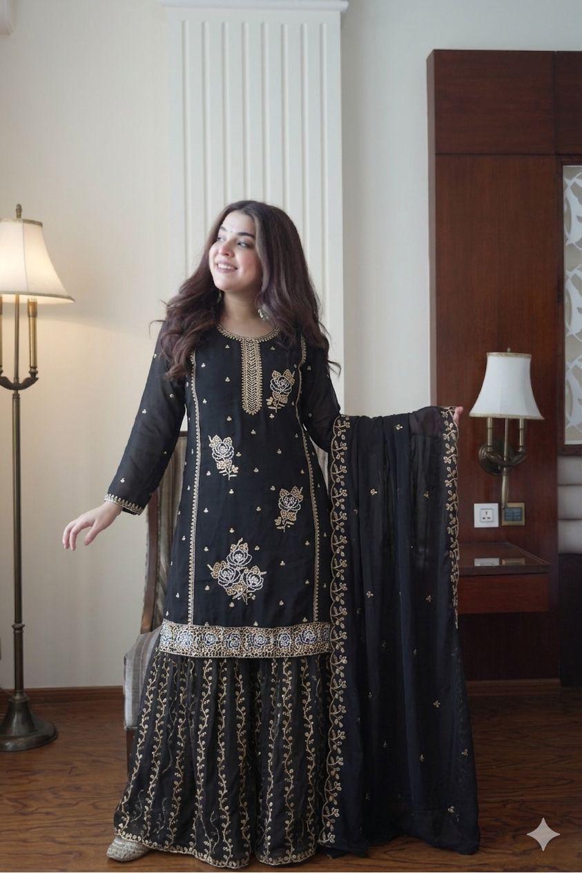 Black Gharara Pair from Inaya Khan