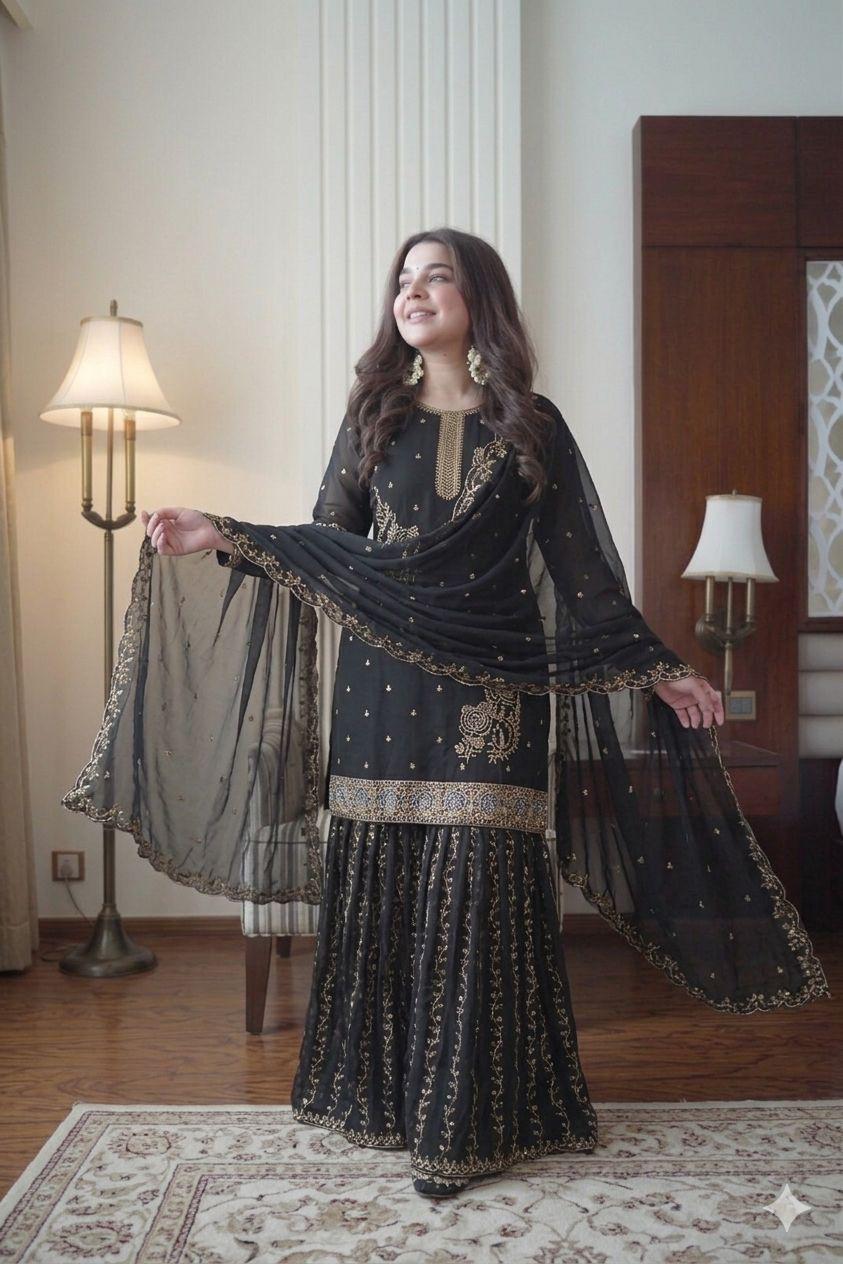 Black Gharara Pair from Inaya Khan