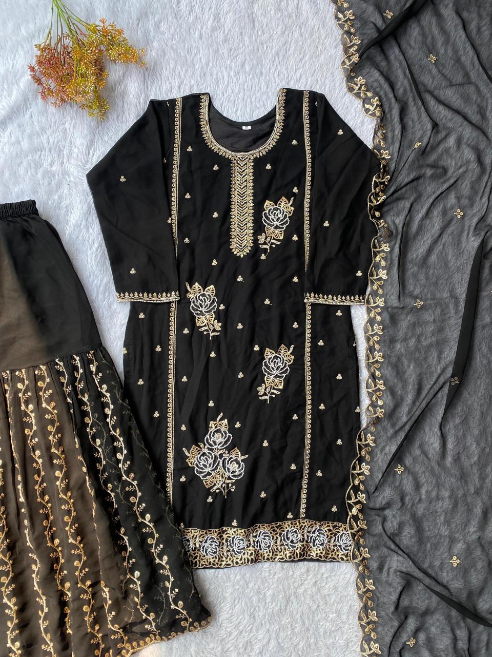 Black Gharara Pair from Inaya Khan