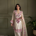 New Arrival White Multicolor Georgette Farshi Salwar Kameez