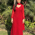 Pure Viscose Red Full Jaal Mukaish Kurta Set (NEW)
